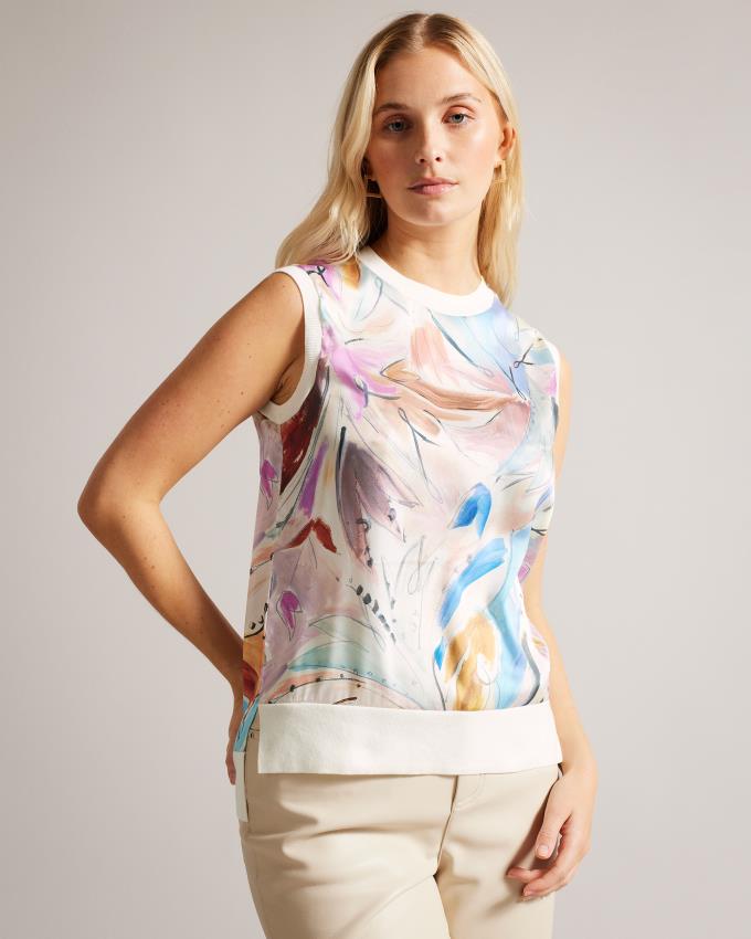 Hauts Ted Baker Art Print Sleeveless Blanche Femme | MHI-71030832